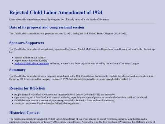 Rejected Amendments Project screenshot
