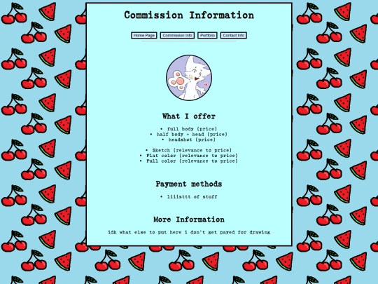 Commission-Info screenshot