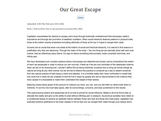 Essay Entries/Escape screenshot