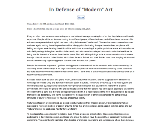 Essay Entries/ModernArtDefense screenshot