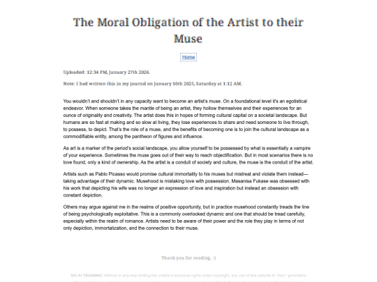 Essay Entries/Musehood screenshot