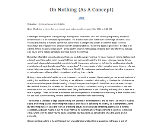 Essay Entries/Nothing screenshot