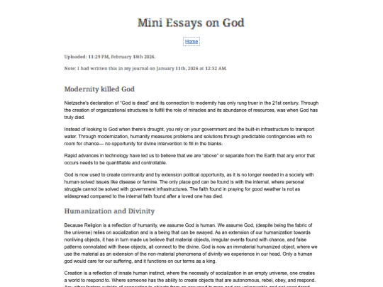 Essay Entries/OnGod screenshot