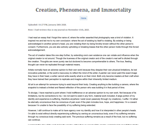 Essay Entries/Phenomena screenshot