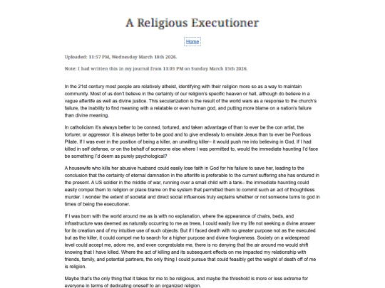 Essay Entries/Religiousexecutioner screenshot