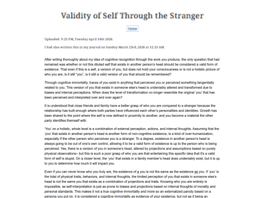 Essay Entries/Validityofself screenshot