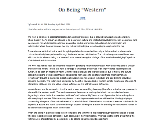 Essay Entries/Western screenshot
