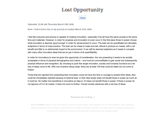 Essay Entries/lostopportunity screenshot