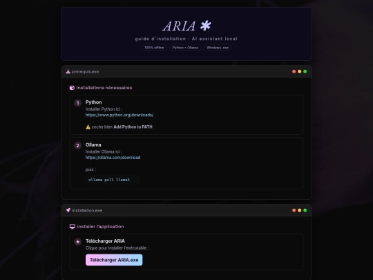aria screenshot