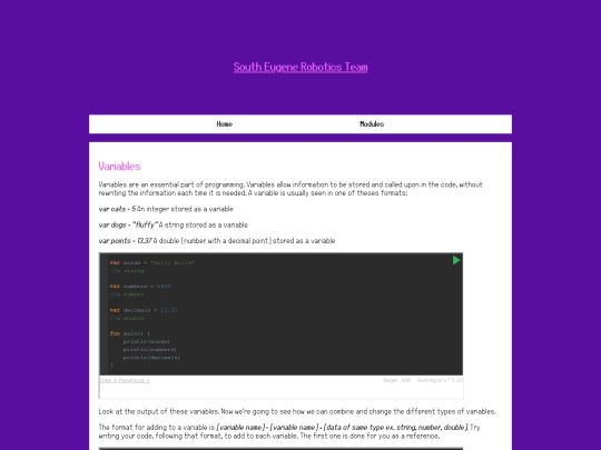 variables screenshot