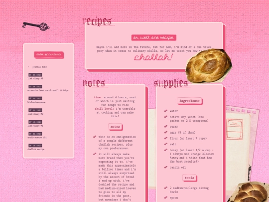 journal/challah screenshot