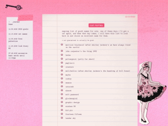 journal/notes/catnames screenshot
