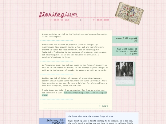 log/florilegium screenshot