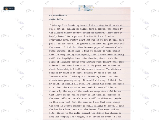 museum/poetry/loneliness screenshot