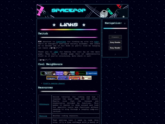 Links screenshot