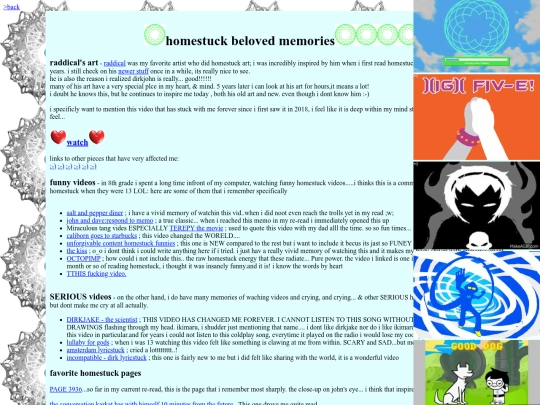 fun/homestuck/favorites screenshot