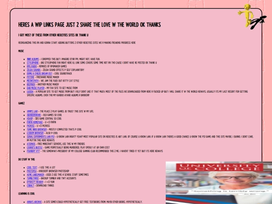 links screenshot