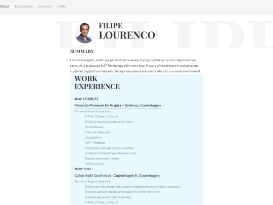 Filipe/website screenshot