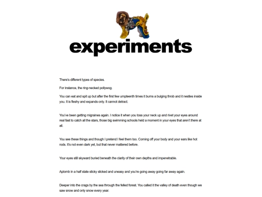 experiments screenshot