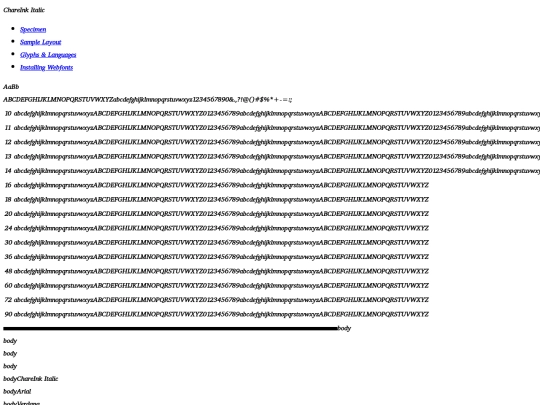fonts/chareink-italic-demo screenshot