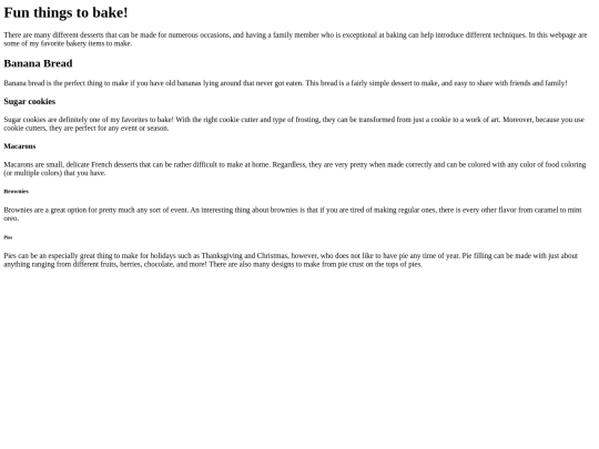bakingwebpage screenshot