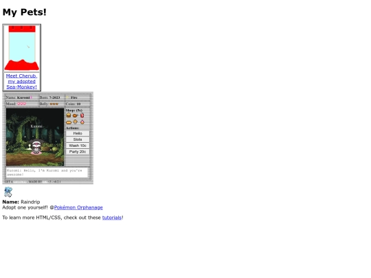 MyvariousHTMLpets screenshot