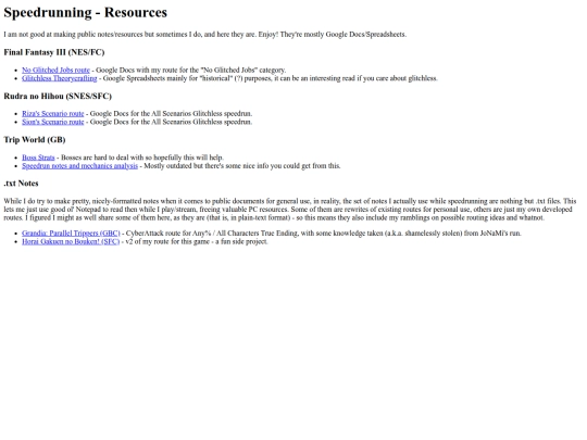 pages/speedrunning/resources screenshot