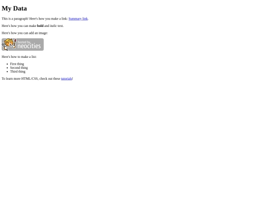 data screenshot