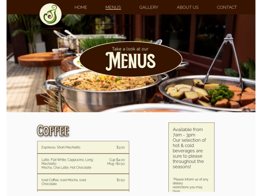 menus screenshot
