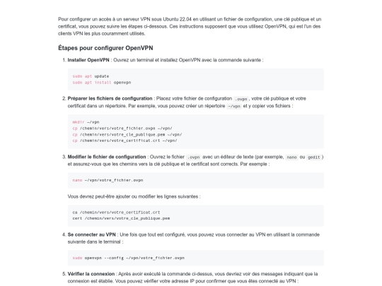 Étapes pour configurer OpenVPN screenshot