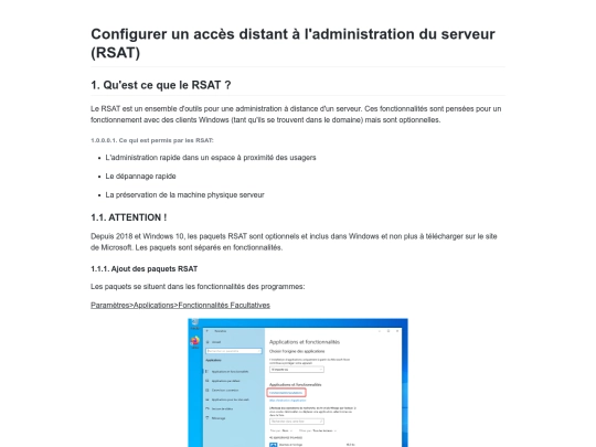 Configurer un accès distant à l'administration du serveur (RSAT) screenshot
