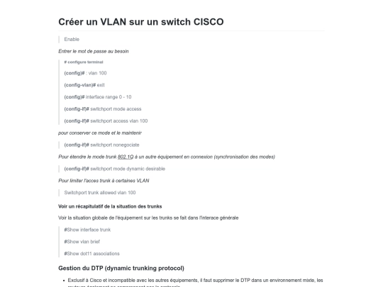 Creer un VLAN CISCO screenshot
