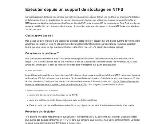 Exécuter depuis un support de stockage en NTFS screenshot