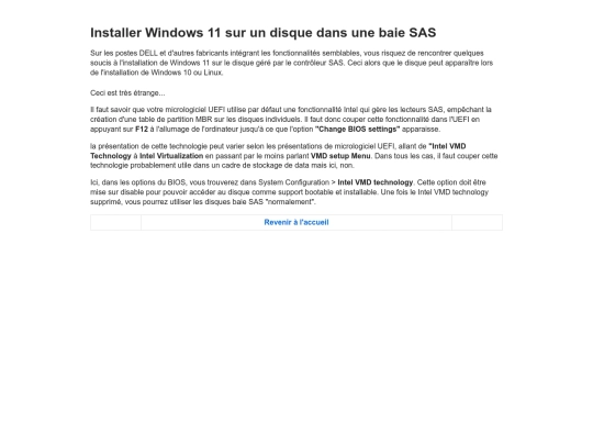 Installer Windows 11 sur un disque avec contrôleur SAS screenshot