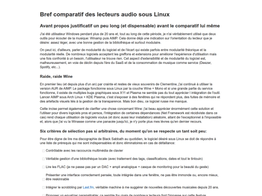 Lecteurs audio sous Linux screenshot