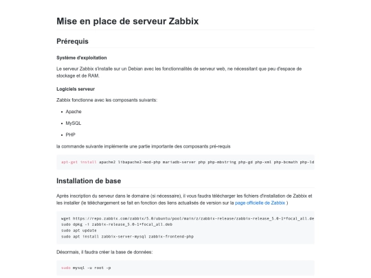Mise en place de serveur Zabbix screenshot