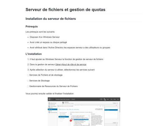 Serveur de fichiers et gestion de quotas screenshot