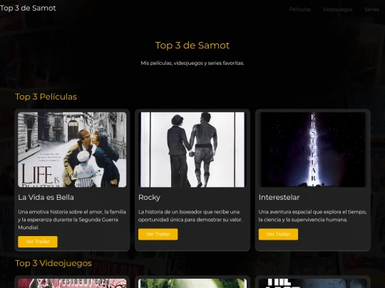 Top Samot Page screenshot
