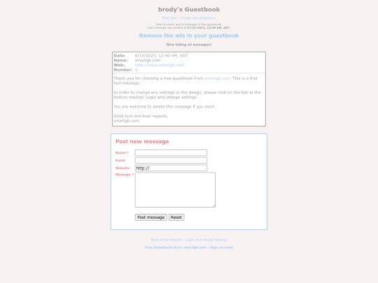 guestbook screenshot