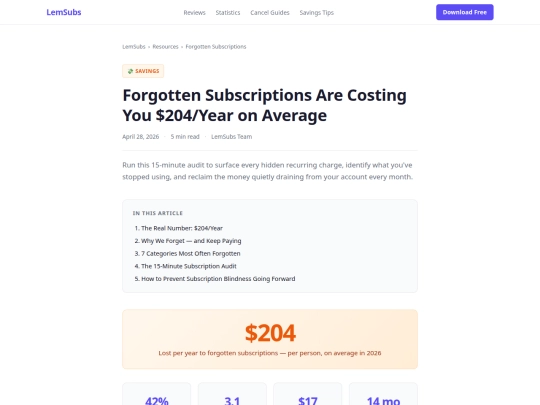 forgotten-subscriptions-cost screenshot