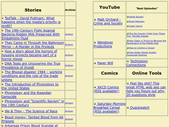 links screenshot