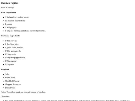 chicken/Fajitas screenshot