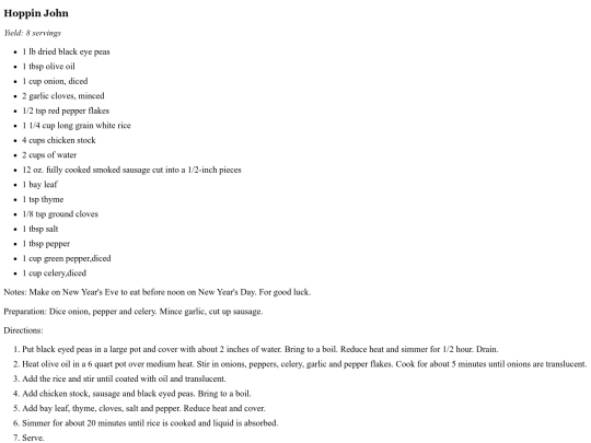 vegetables/HoppinJohn screenshot