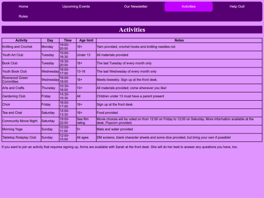 activities screenshot