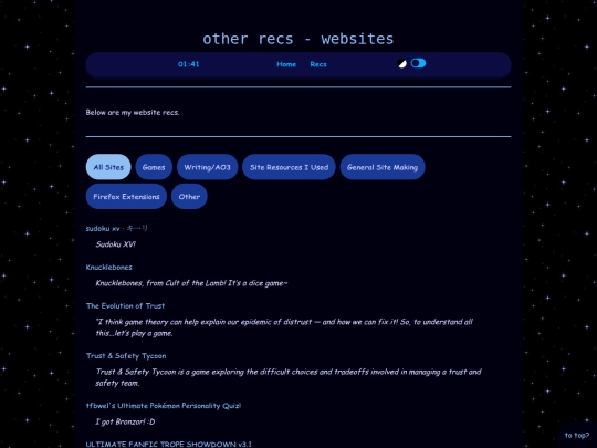 recs/other-recs/website-recs screenshot