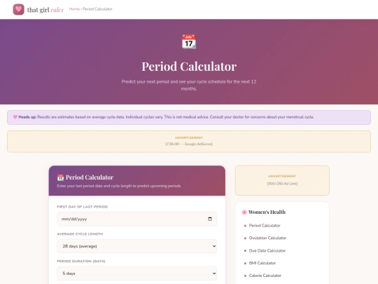 period-calculator screenshot