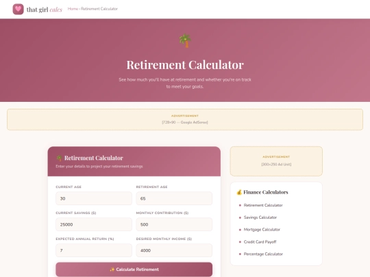retirement-calculator screenshot