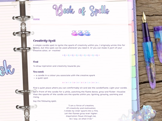Spellbook/creativityspell screenshot