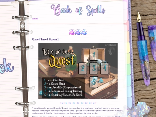 Spellbook/questtarot screenshot