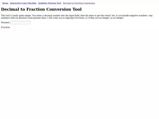decimalToFractionCoversionTool/decimalToFraction screenshot